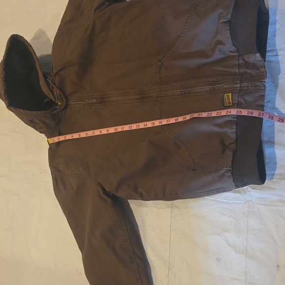 Brazos Work Force Men's Canvas Full-Zip Quilted Hooded Work Jacket Brown M - Picture 9 of 12